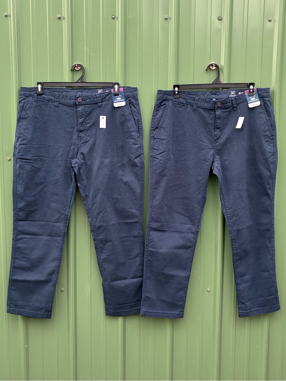 Men’s Slim Fit Chino Pants Blue 2-Pack Size 40X30